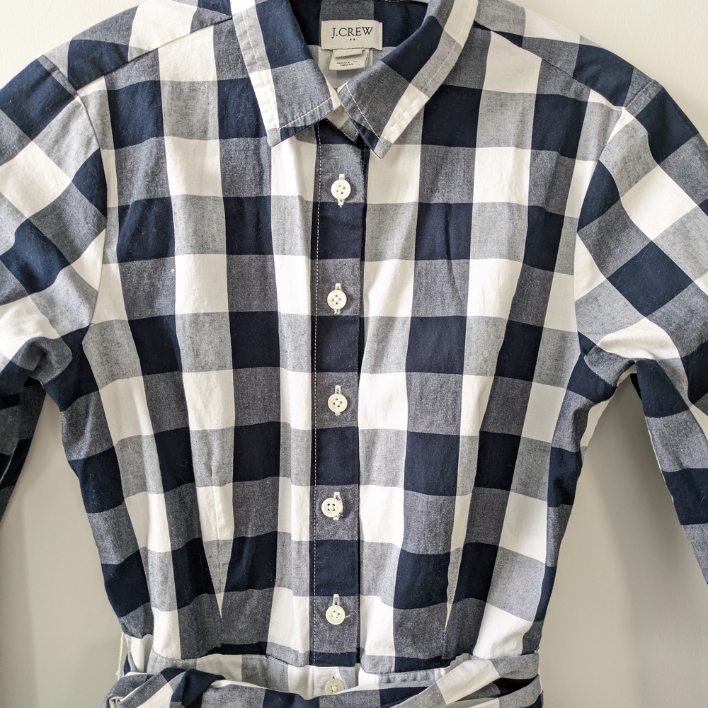 J Crew Checkered Long Sleeve Shirt Dress - Picture 2 of 7